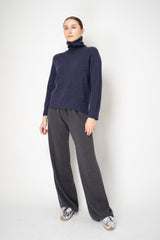 Amina Rubinacci knit Cashmere Turtleneck Pullover in Indigo Melange