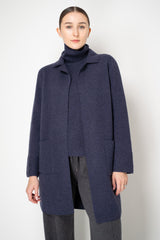 Amina Rubinacci 100% Cashemere Cardigan Coat in Indigo Melange