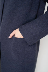 Amina Rubinacci 100% Cashemere Cardigan Coat in Indigo Melange