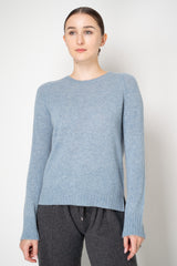 Amina Rubinacci Knit Cashmere Crew Neck Pullover in Vintage Denim