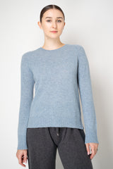 Amina Rubinacci Knit Cashmere Crew Neck Pullover in Vintage Denim