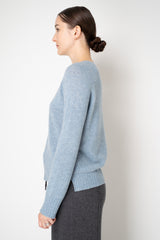 Amina Rubinacci Knit Cashmere Crew Neck Pullover in Vintage Denim