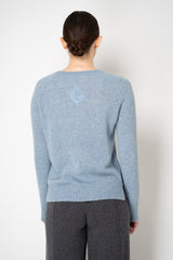 Amina Rubinacci Knit Cashmere Crew Neck Pullover in Vintage Denim