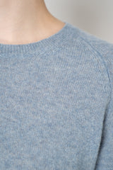 Amina Rubinacci Knit Cashmere Crew Neck Pullover in Vintage Denim