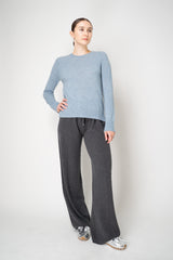 Amina Rubinacci Knit Cashmere Crew Neck Pullover in Vintage Denim