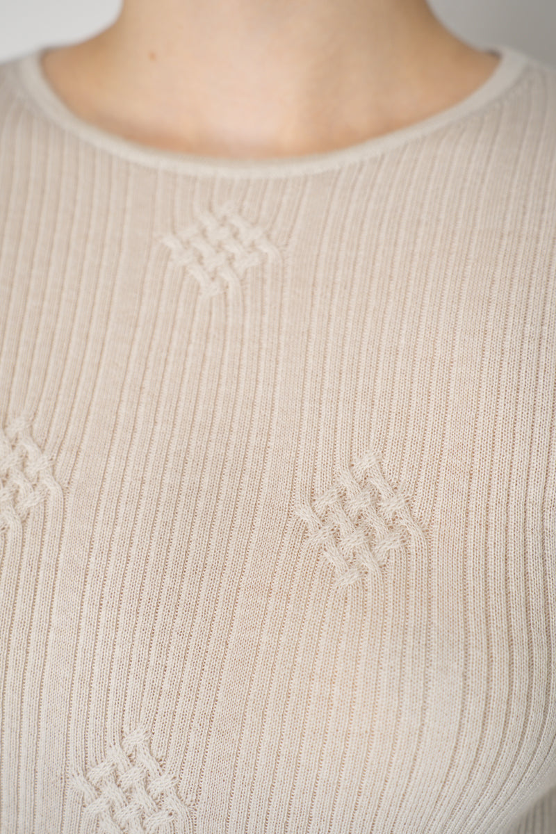 Tonet Featherweight Merino Wool Knit Crew Neck in Clay