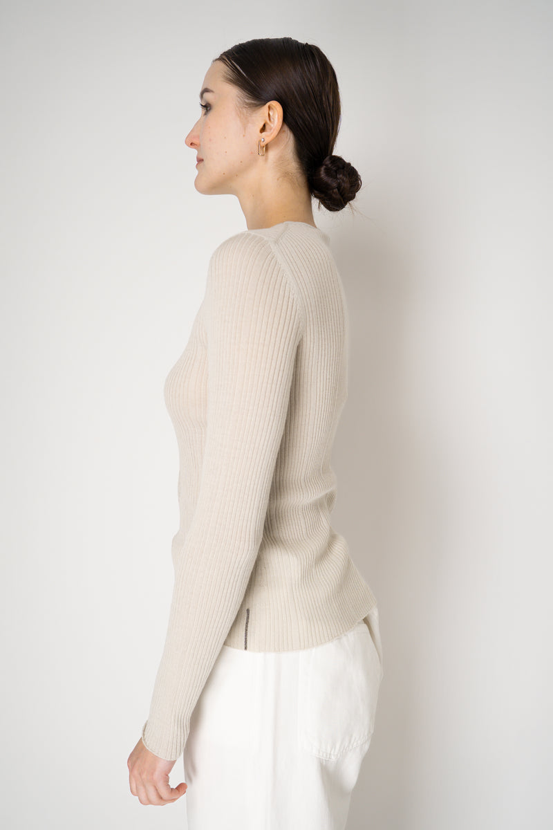 Tonet Featherweight Merino Wool Knit Crew Neck in Clay