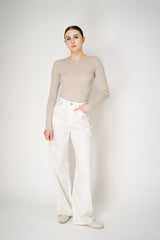 Tonet Featherweight Merino Wool Knit Crew Neck in Clay