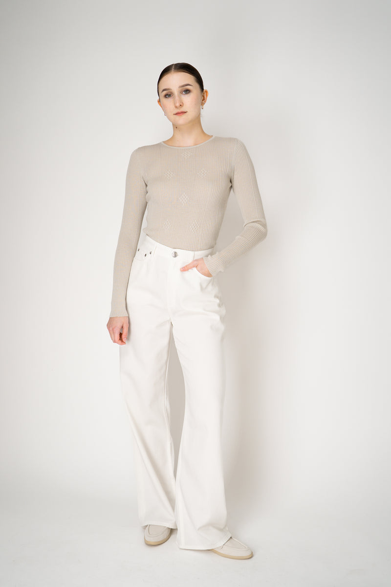 Tonet Featherweight Merino Wool Knit Crew Neck in Clay
