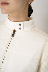 Tonet Merino Wool Knit Jacket with Insulated Front in Vanilla White