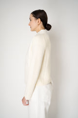 Tonet Merino Wool Knit Jacket with Insulated Front in Vanilla White