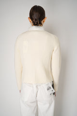 Tonet Merino Wool Knit Jacket with Insulated Front in Vanilla White