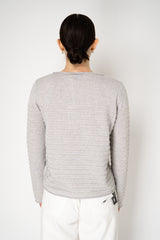 Tonet Wool Cashmere Knit Ribbed Lurex Pullover in Light Grey