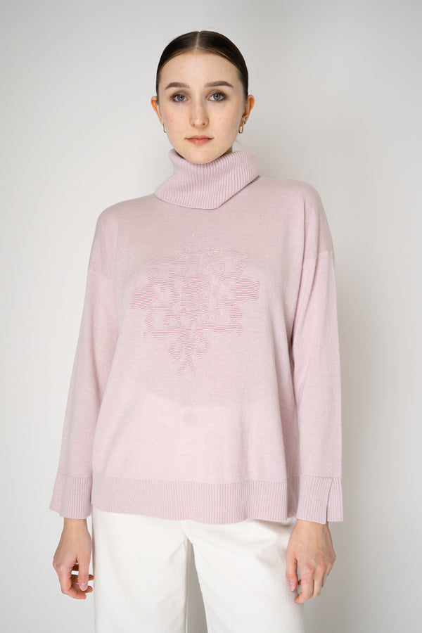 Tonet Wool Cashmere Knit Pullover with Detachable Neckline in Pink