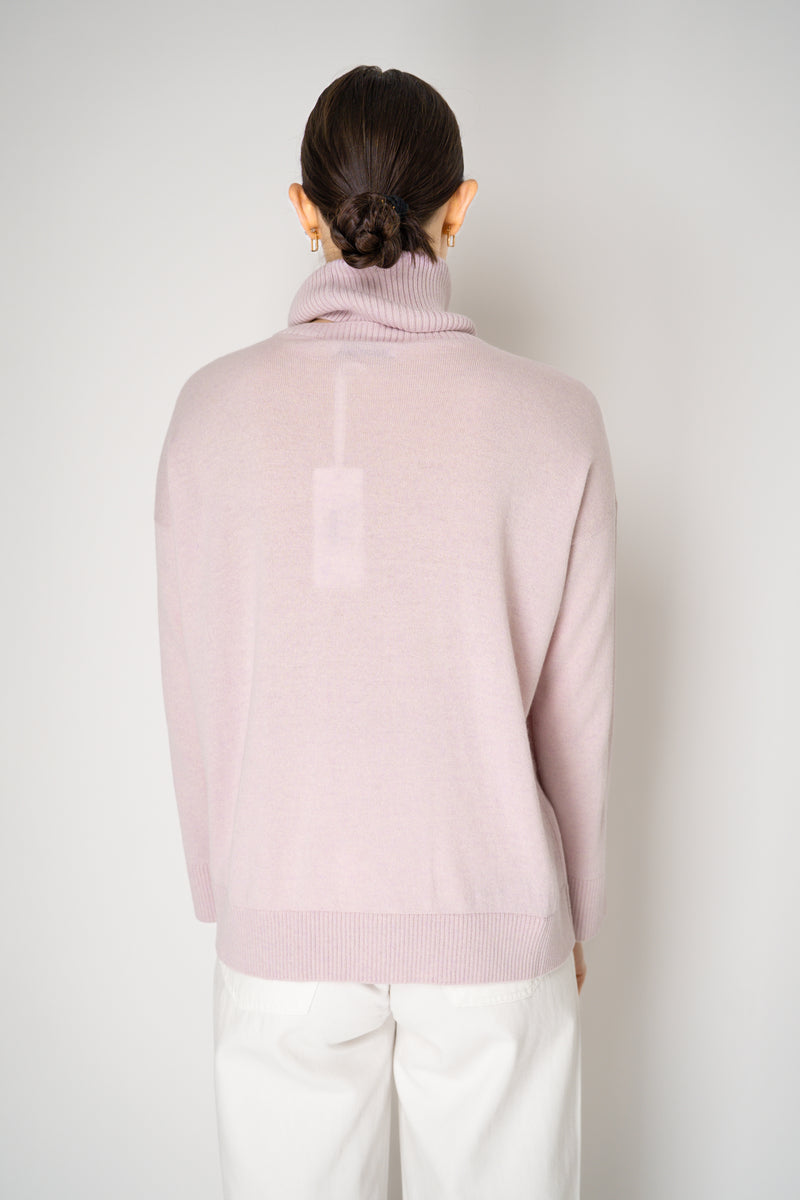 Tonet Wool Cashmere Knit Pullover with Detachable Neckline in Pink