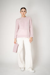 Tonet Wool Cashmere Knit Pullover with Detachable Neckline in Pink