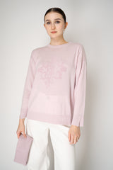 Tonet Wool Cashmere Knit Pullover with Detachable Neckline in Pink
