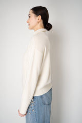 Tonet Sequined Knit Cashmere Turtleneck Ribbed Pullover in Off-White
