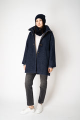 Herno Cashmere Knit Ribbed Toque in Navy