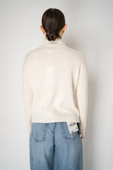 Tonet Sequined Knit Cashmere Turtleneck Ribbed Pullover in Off-White