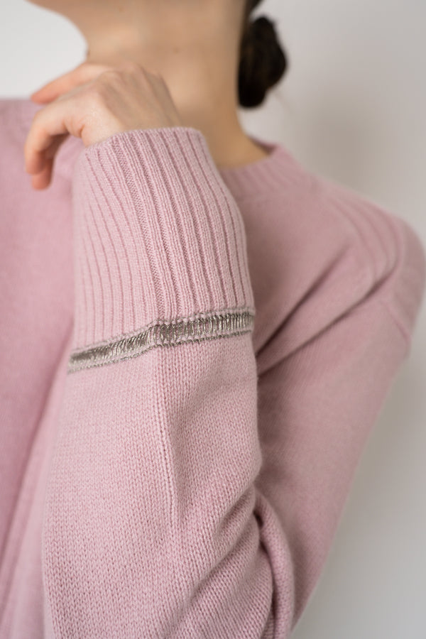 Tonet Knit Cashmere Pullover with Lurex Bracelets in Pink