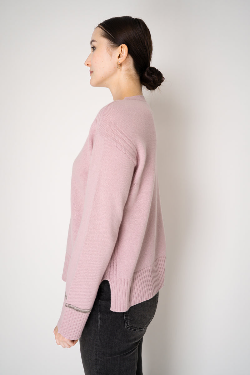 Tonet Knit Cashmere Pullover with Lurex Bracelets in Pink