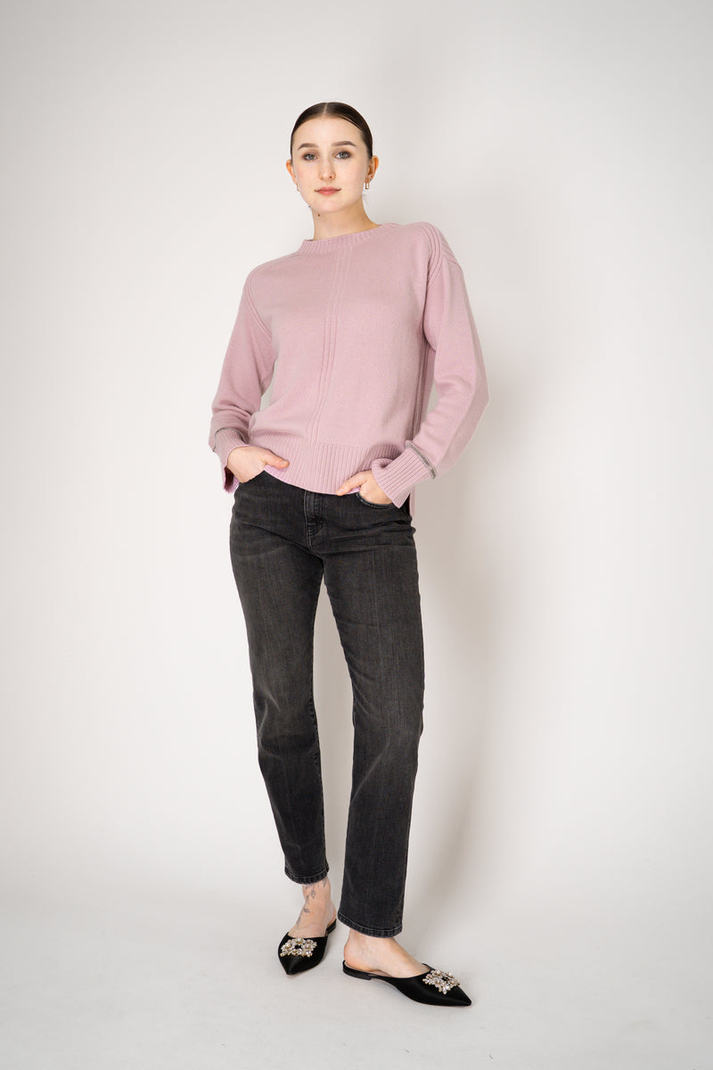 Tonet Knit Cashmere Pullover with Lurex Bracelets in Pink