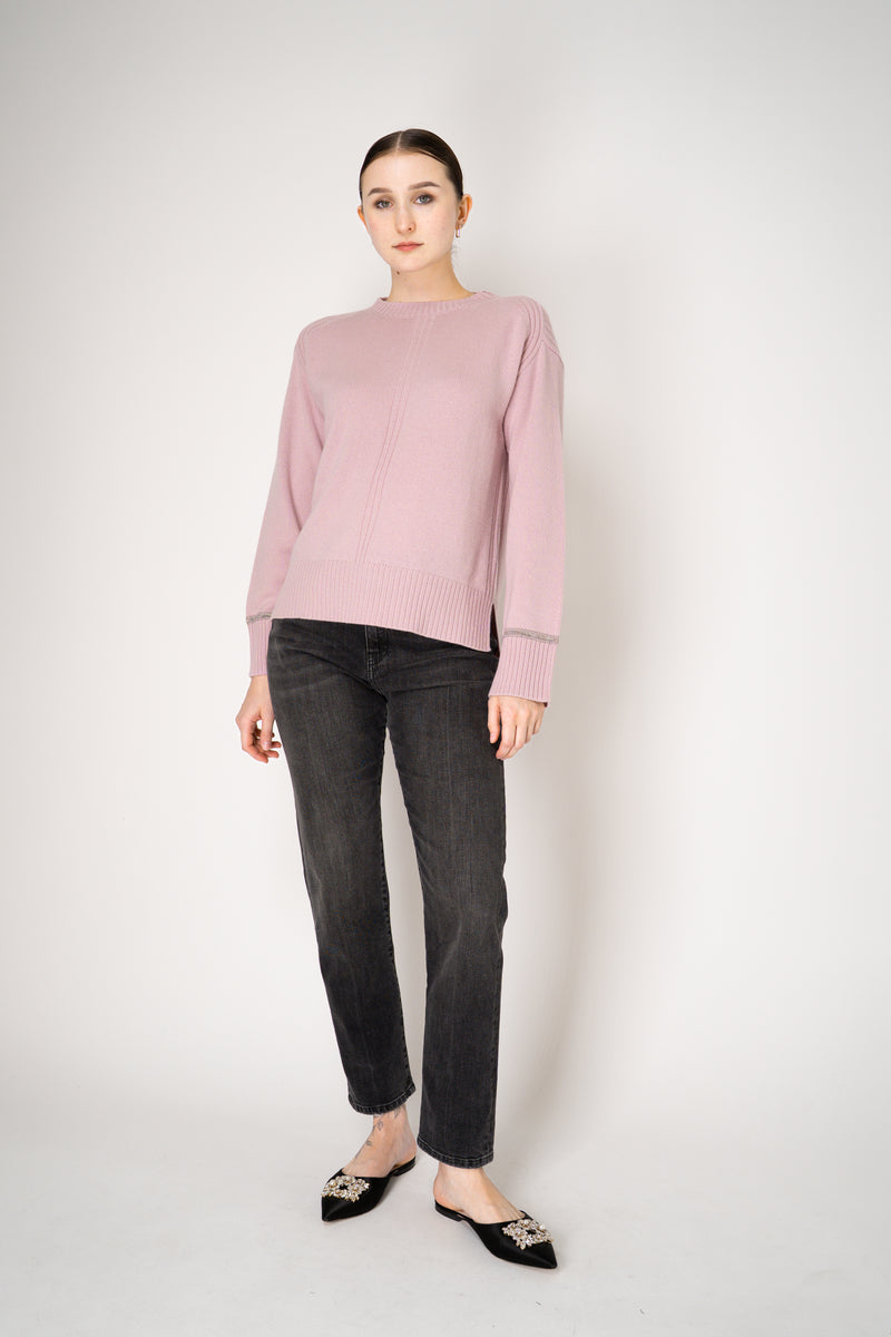 Tonet Knit Cashmere Pullover with Lurex Bracelets in Pink