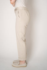 Tonet Stretch Viscose Twill Cuffed Tapered Pants in Beige Clay