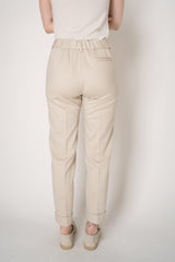 Tonet Stretch Viscose Twill Cuffed Tapered Pants in Beige Clay
