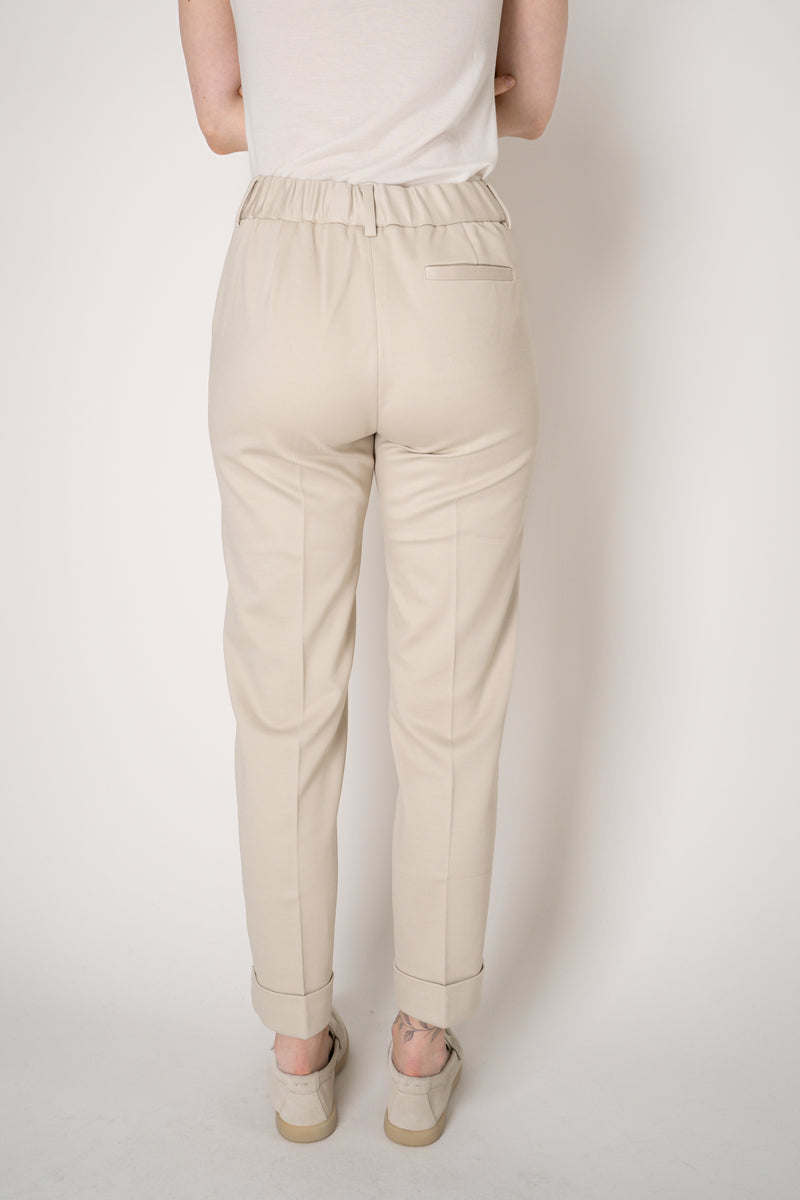 Tonet Stretch Viscose Twill Cuffed Tapered Pants in Beige Clay