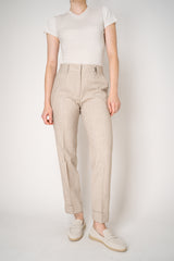 Tonet Viscose Twill Cuffed Tapered Pants in Beige Melange