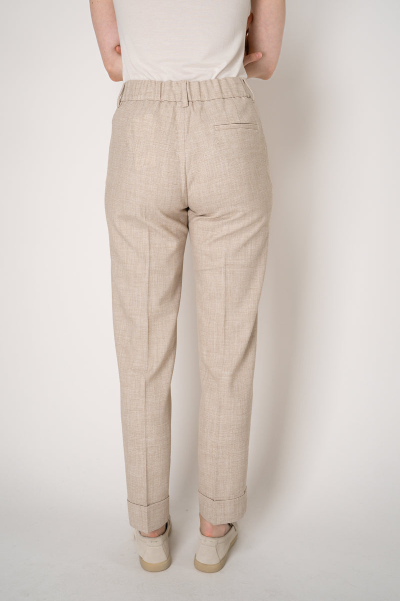 Tonet Viscose Twill Cuffed Tapered Pants in Beige Melange