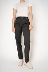 Tonet Stretch Viscose Twill Cuffed Tapered Pants in Dark Grey