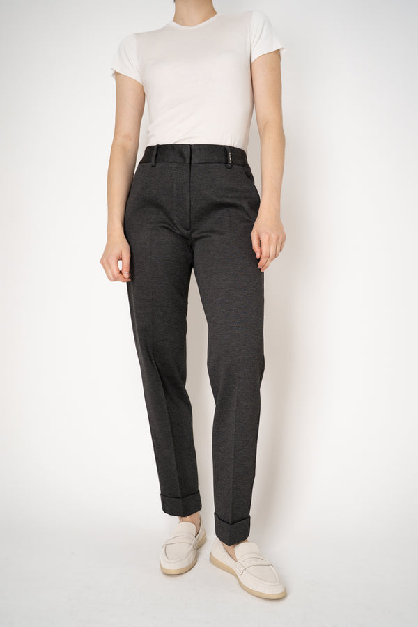 Tonet Stretch Viscose Twill Cuffed Tapered Pants in Dark Grey