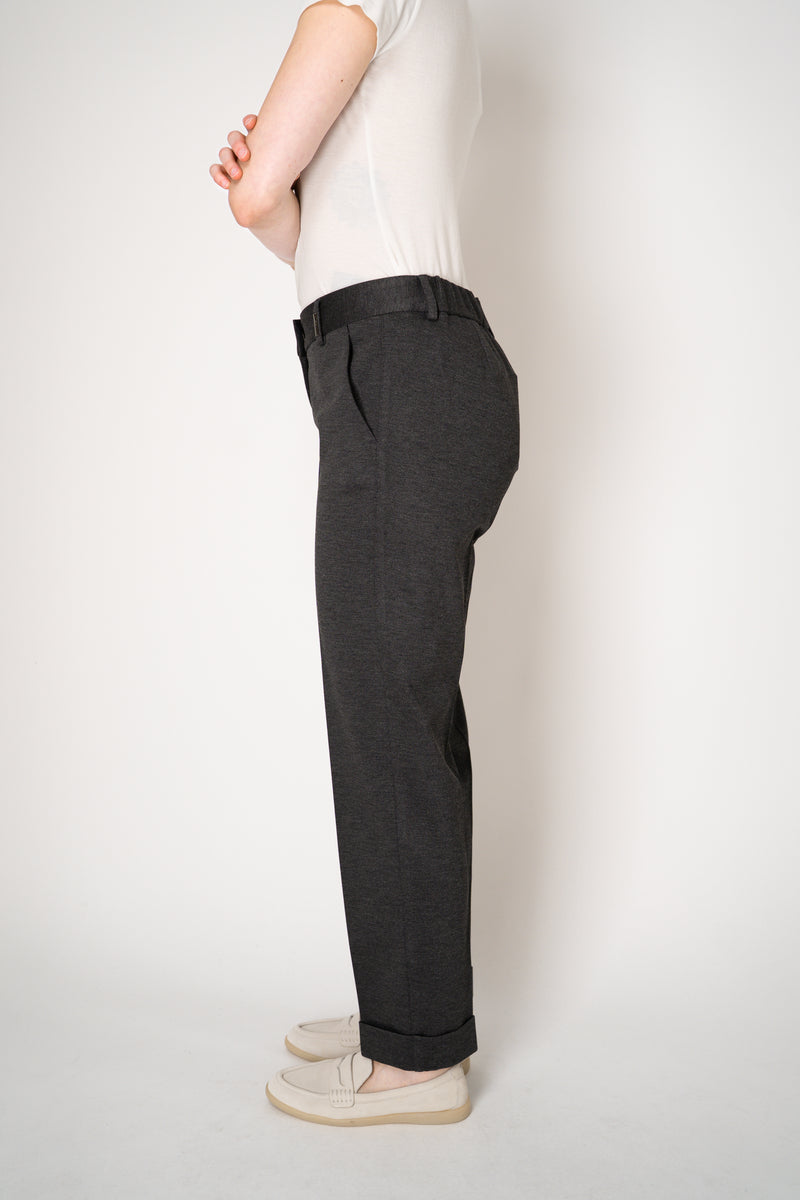Tonet Stretch Viscose Twill Cuffed Tapered Pants in Dark Grey