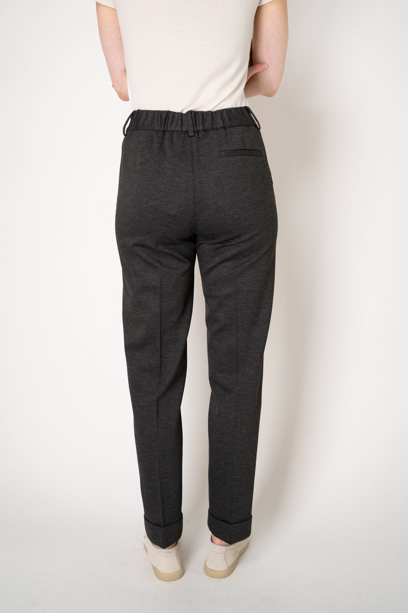 Tonet Stretch Viscose Twill Cuffed Tapered Pants in Dark Grey