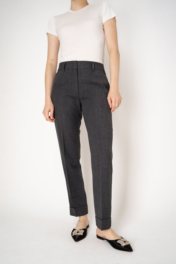 Tonet Viscose Blend Cuffed Tapered Trousers in Grey