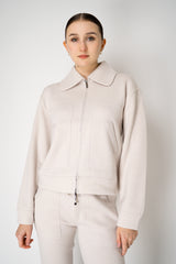 Tonet Stretch Knit Sporty Jacket in Beige