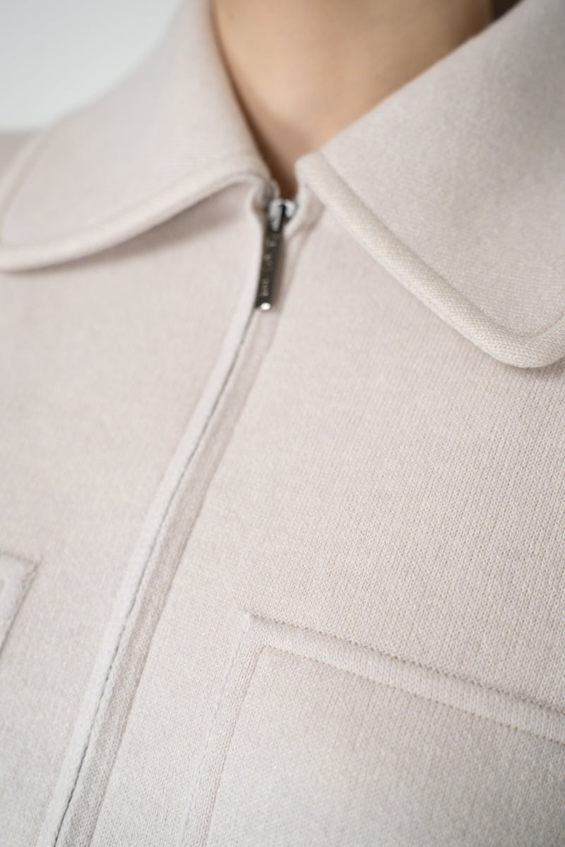 Tonet Stretch Knit Sporty Jacket in Beige