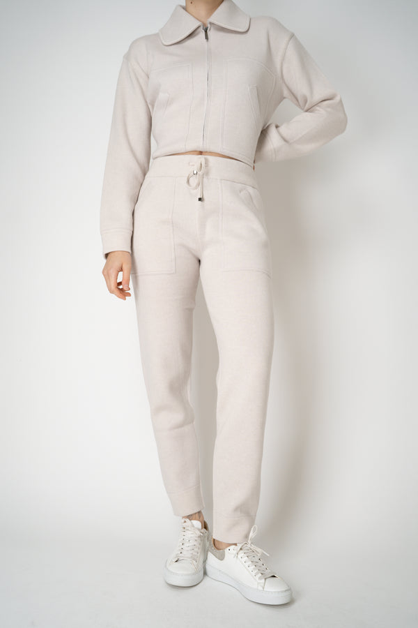 Tonet Pull-On Style Stretch Knit Jogger Pants in Beige