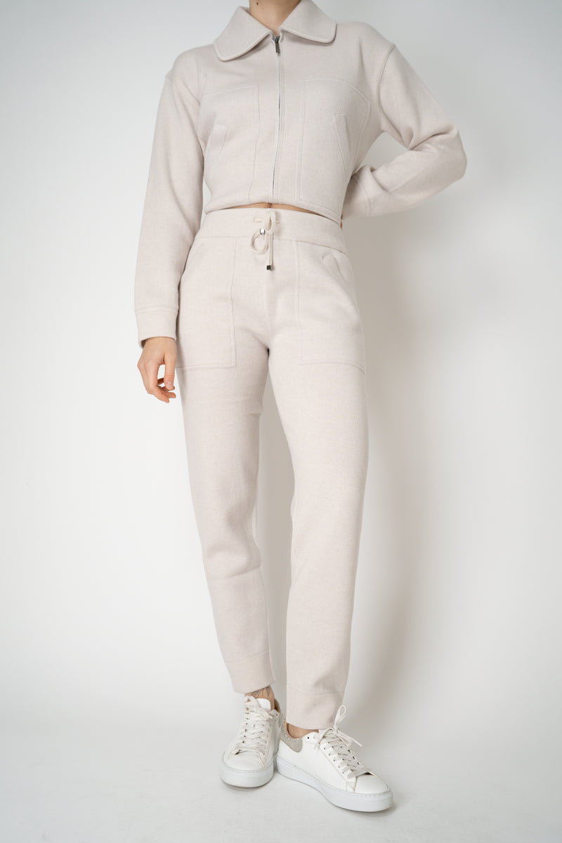 Tonet Pull-On Style Stretch Knit Jogger Pants in Beige