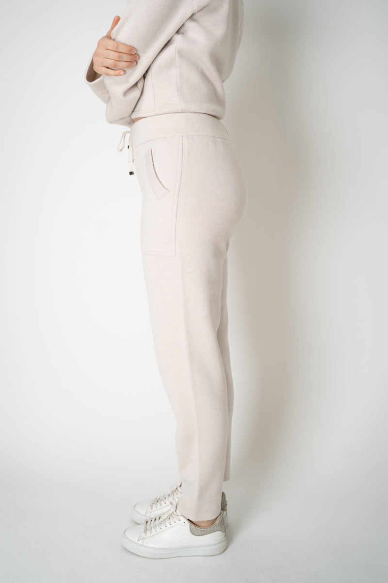 Tonet Pull-On Style Stretch Knit Jogger Pants in Beige