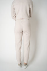 Tonet Pull-On Style Stretch Knit Jogger Pants in Beige