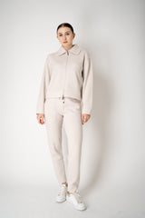 Tonet Pull-On Style Stretch Knit Jogger Pants in Beige
