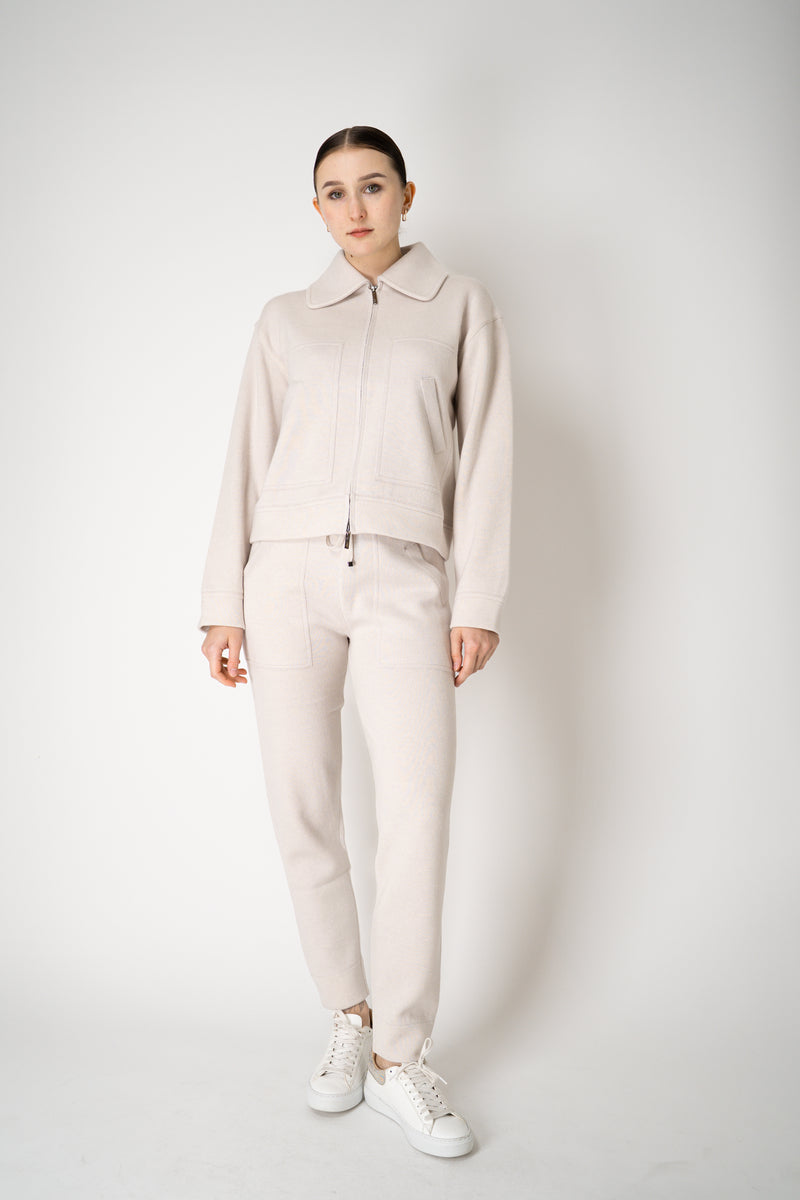 Tonet Pull-On Style Stretch Knit Jogger Pants in Beige