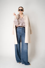 Tonet Silk Viscose Striped Voile Blouse in Brown and Pink