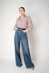Tonet Silk Viscose Striped Voile Blouse in Brown and Pink
