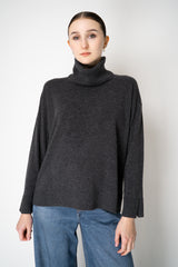 Tonet Wool Cashmere Knit Pullover with Detachable Neckline in Dark Grey