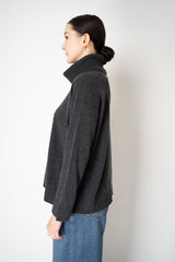 Tonet Wool Cashmere Knit Pullover with Detachable Neckline in Dark Grey